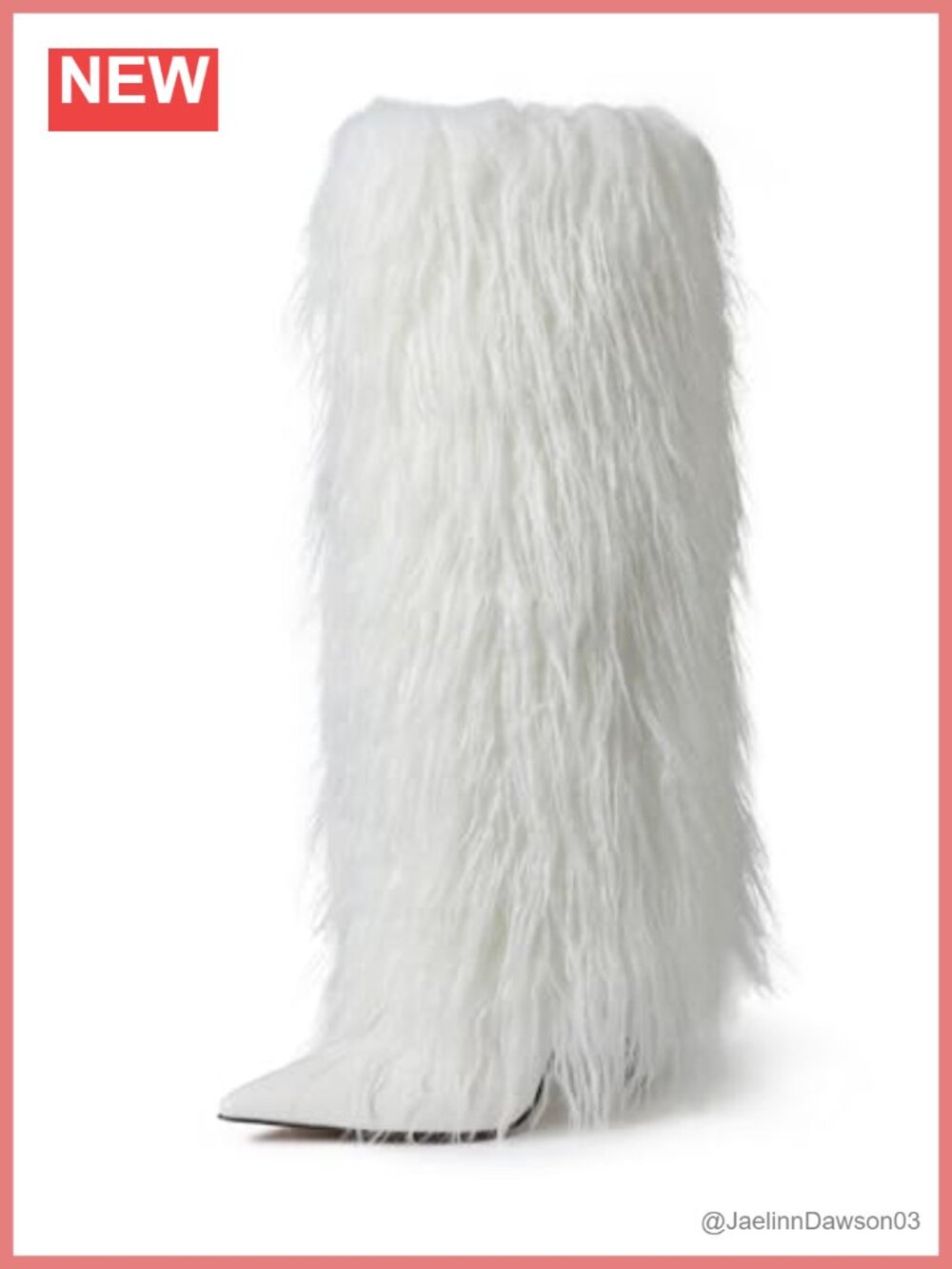Faux Fur Wide Calf Knee High Boots Women Stiletto Heel Pointed Toe Pull On